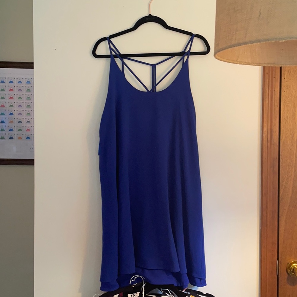 Royal Blue Dress with Geometric Straps